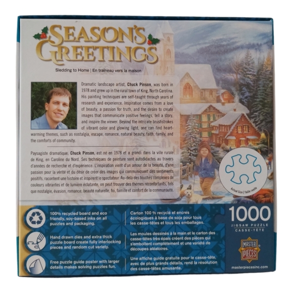 Chuck Pinson MasterPieces Jigsaw Puzzle Sledding to Home 72178 - Picture 5 of 10